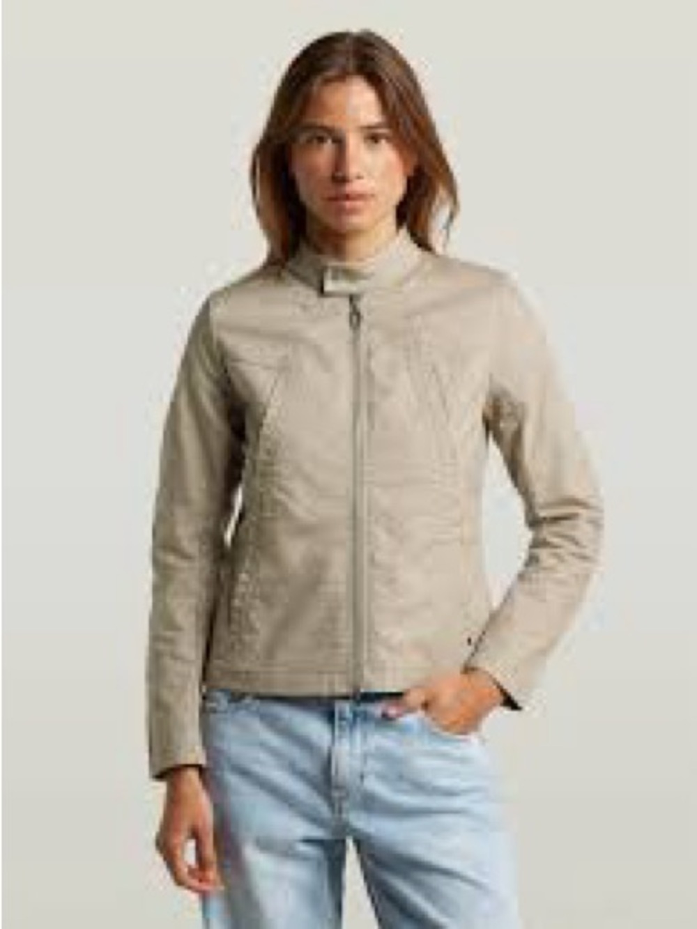 NWT G-Star Neutral Leather Bikercore Jacket